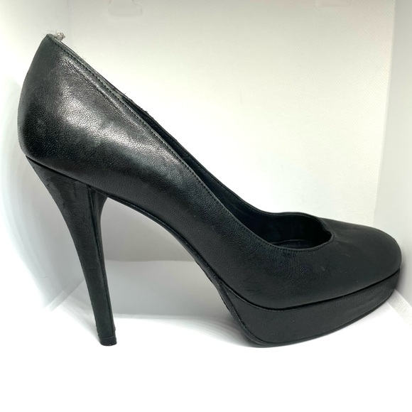 Stuart Weitzman 7.5 Black Leather Platform Heel! Read Description 4 Condition! - Picture 5 of 17